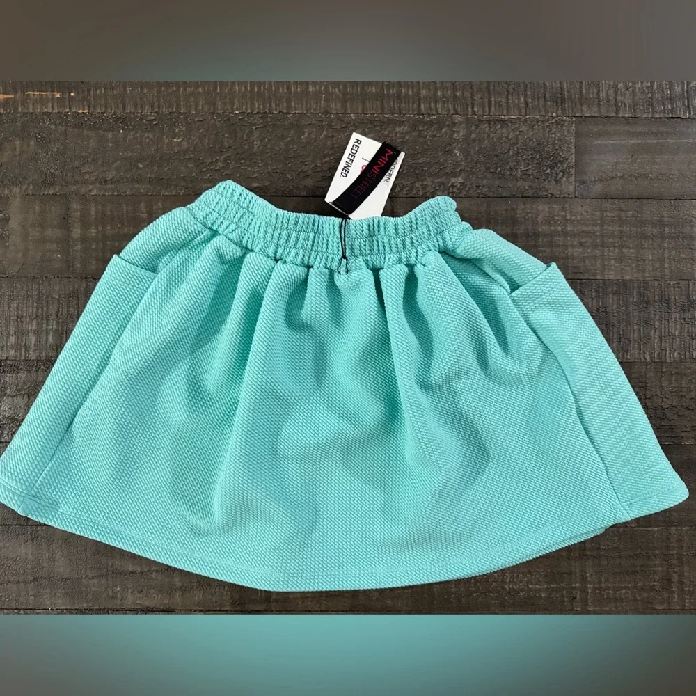 MINISTREET handmade skort size 8 • NWT • aqua • stretchy waist + big pockets ✨